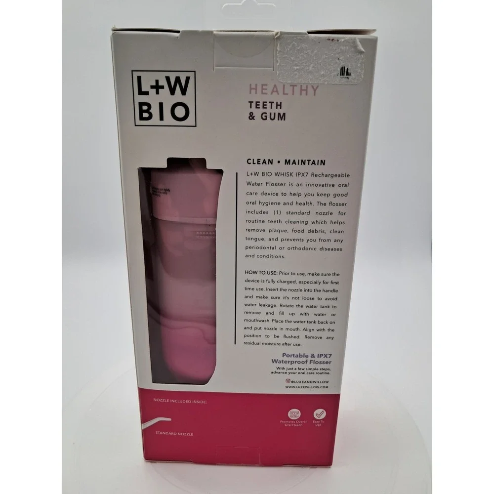 L + W Bio Whisk Rechargeable Water Flosser-200 ML Capacity Water‎ Tank-NIB